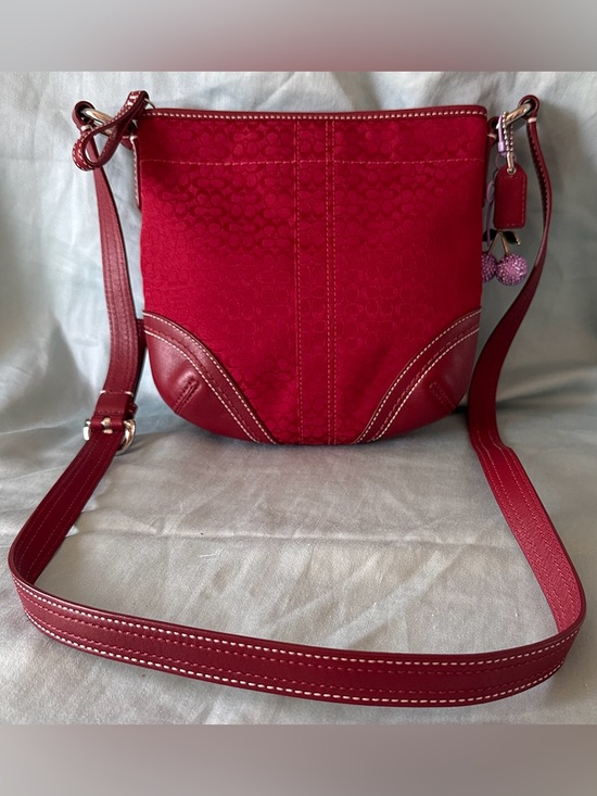 Coach Handbags - Coach Mini Soho Vintage Y2K Cherry Red Canvas Signature Monogram Crossbody